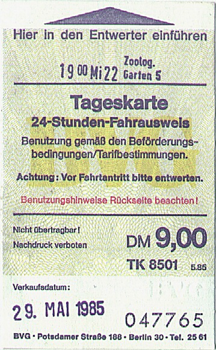 Berlin 24-Stunden-Fahrausweis