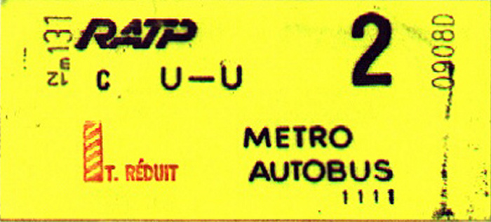 Paris Metro-Fahrkarte 27./31.7./2.8.