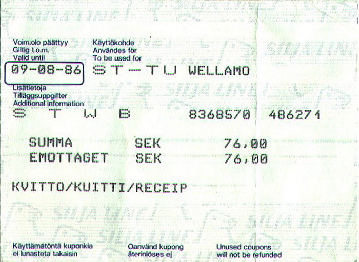 Fähre Wellamo Stockholm - Turku 9./10.8.