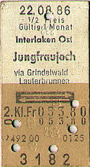 Zahnradbahn Interlaken - Jungfraujoch - Interlaken