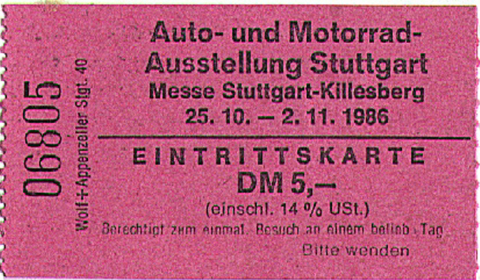 Stuttgart Messe Killesberg: Auto- und Motorrad-Ausstellung 86