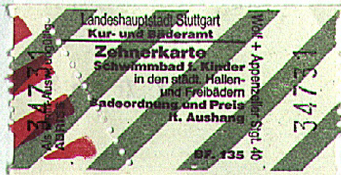 Stuttgart Zehnerkarte Freibad Rosental