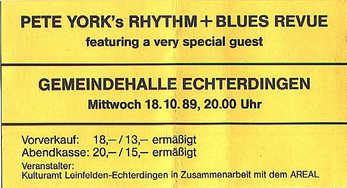 Echterdingen Gemeindehalle: The Rock 'n' Blues Circus '89 (Pete York, Tony Ashton, Miller Anderson, Colin Hodgkinson, Jon Lord)