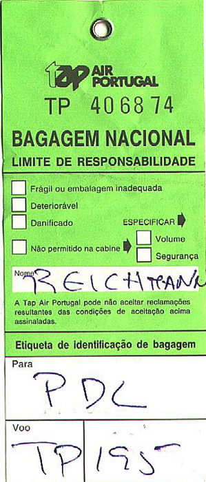 Lajes Gepäckbeförderung Lissabon - Ponta Delgada (Sâo Miguel)