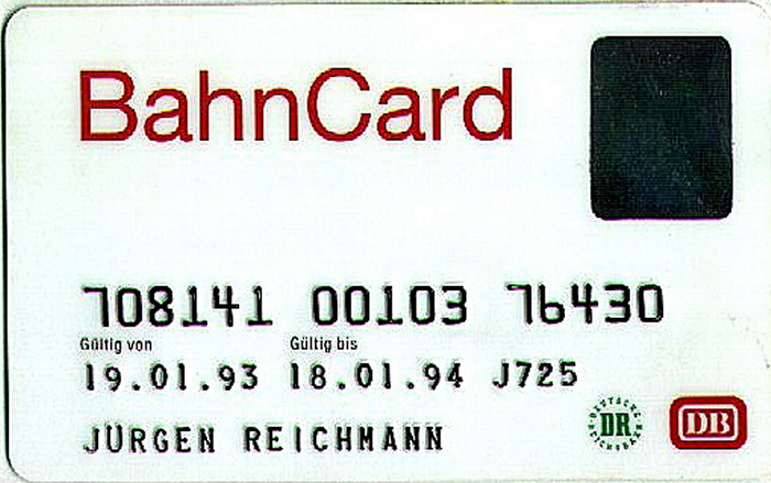 Stuttgart BahnCard 19.1.93 - 18.1.94