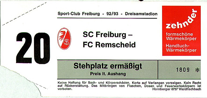 Freiburg Dreisamstadion: Bundesliga-2-Spiel SC - FC Remscheid