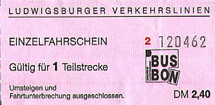Ludwigsburg Busfahrkarte