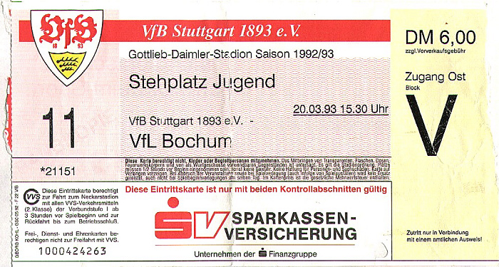 Stuttgart Gottlieb-Daimler-Stadion: Bundesligaspiel VfB - VfL Bochum Mercedes-Benz Arena