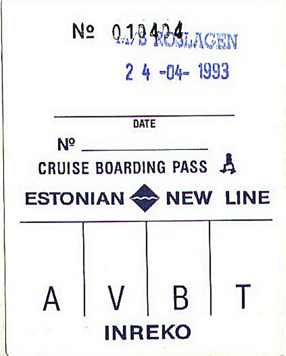 Bordkarte Fähre Helsinki - Tallinn - Helsinki