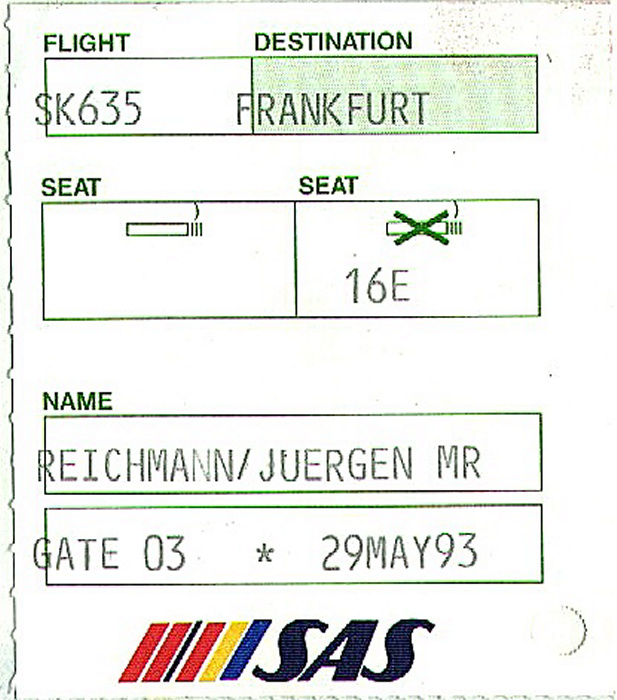 Bordkarte Flug Stockholm - Frankfurt
