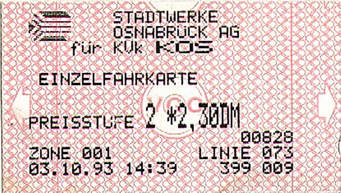 Busfahrkarte Georgsmarienhütte-Holzhausen - Osnabrück