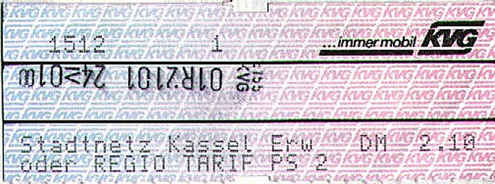 Kassel Busfahrkarte 22.-24.4.