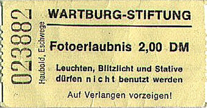 Wartburg: Fotoerlaubnis Eisenach 1994