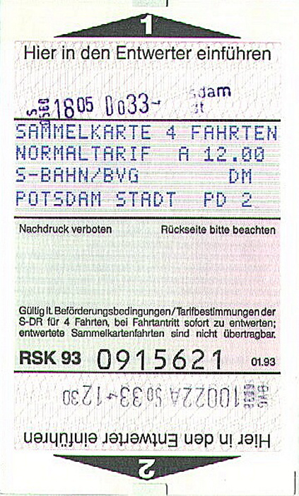 Potsdam Fahrkarte Berliner Verkehrsverbund