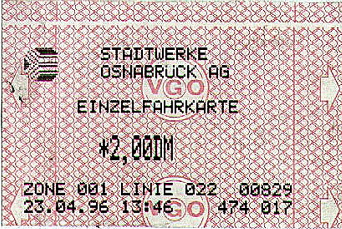 Osnabrück Busfahrkarte Einzelfahrschein