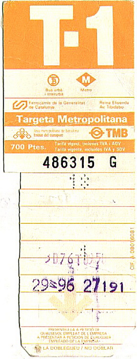 Barcelona U-Bahn-Mehrfahrtenkarte 27.6-3.7./9.-11.7.