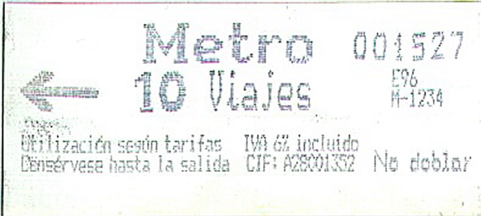 Madrid U-Bahnfahrkarte 3.-9.7.
