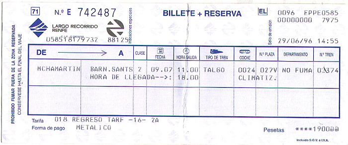 Bahnfahrkarte Madrid-Chamartin - Barcelona-Sants