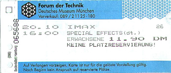 München Forum der Technik (IMAX): Special Effects