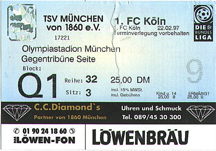 München Olympiastadion: Bundesligaspiel TSV 1860 - 1. FC Köln