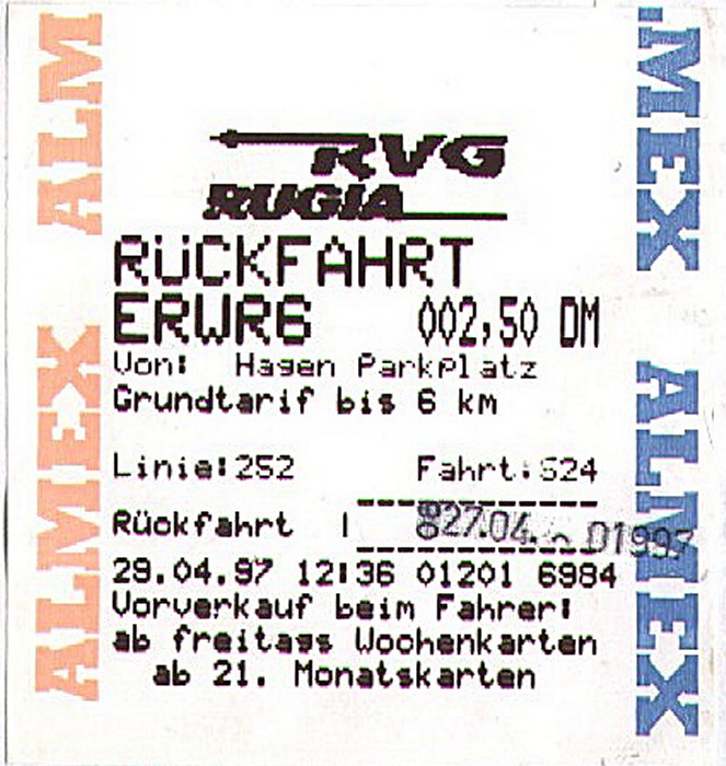 Saßnitz Busfahrkarte