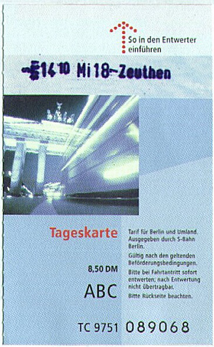 Berlin Tageskarte Verkehrsverbung 30.4.-2.5.