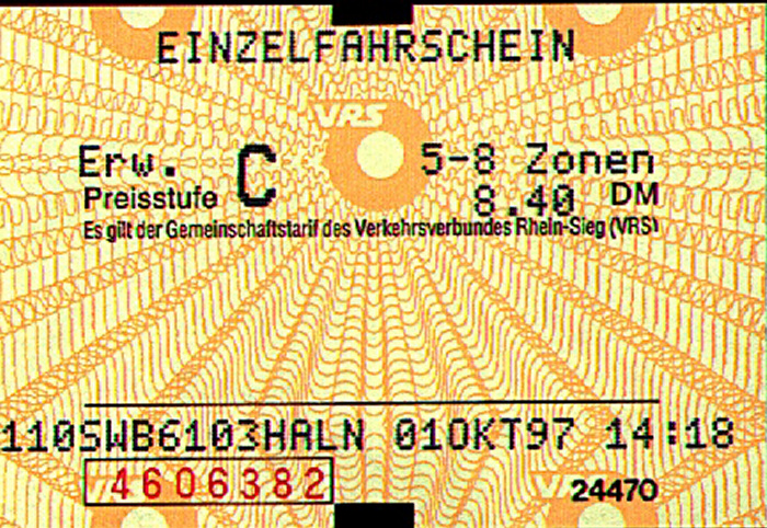 Einzelfahrschein Bonn - Köln