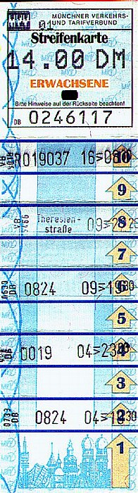 München MVV-10er-Streifenkarte