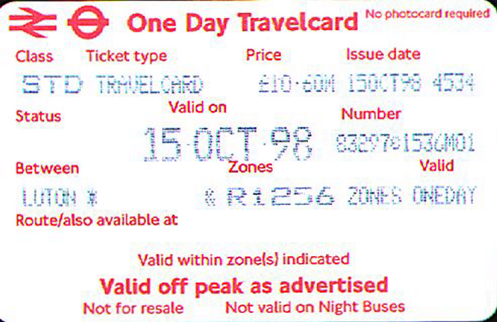 One Day Travelcard Luton / London