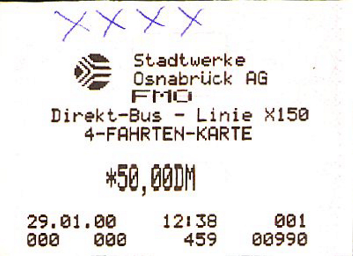 4er-Busfahrkarte Flughafen Münster/Osnabrück (Greven) - Osnabrück (und zurück)