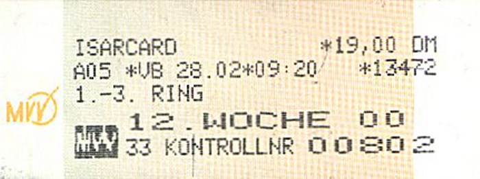 München MVV-IsarCard Woche 12/2000