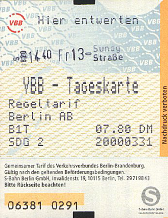 Tagesfahrkarte Verkehrsverbund Berlin-Brandenburg