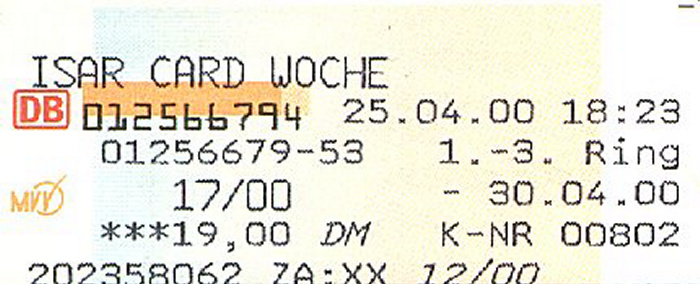 München MVV-IsarCard Woche 17/2000