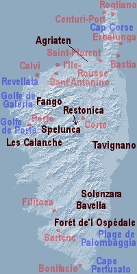 Korsika-Karte der Bergorte 11.-23.9. Bastia