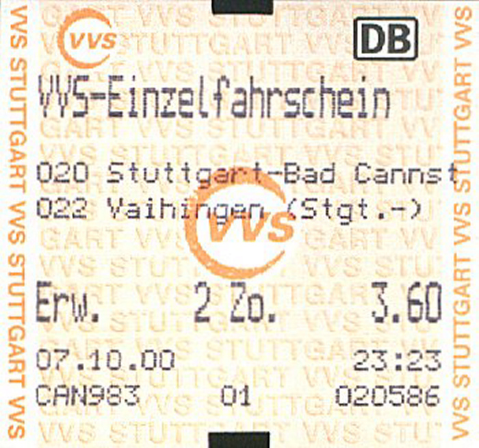 Stuttgart VVS-Einzelfahrschein