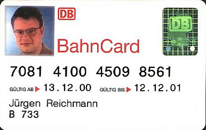 München BahnCard 13.12.2000 - 12.12.2001