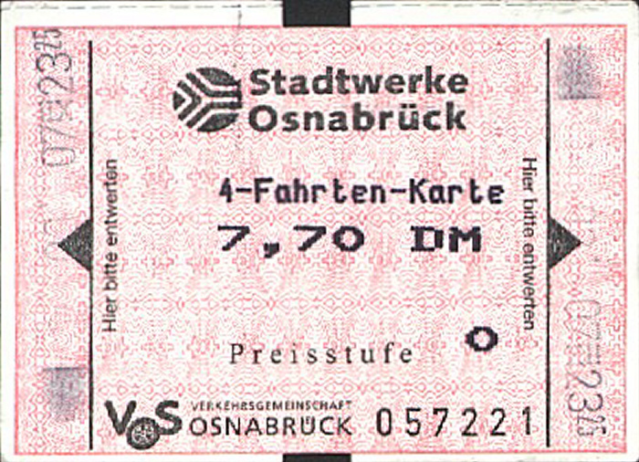 Osnabrück 4-Fahrtenfahrkarte