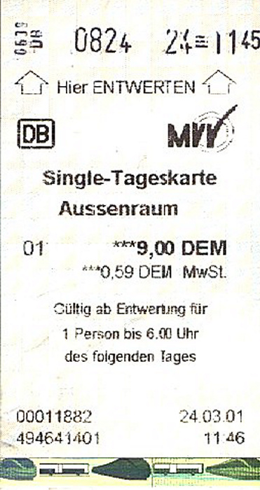 München MVV-Single-Tageskarte Außenraum