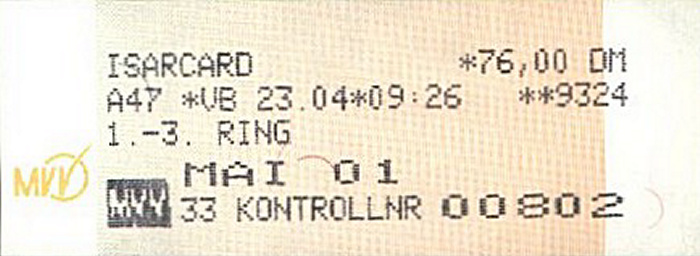München MVV-Isarcard Monatskarte 1.-3. Ring