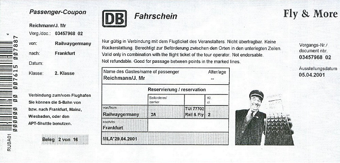 Bahnfahrkarte Osnabrück - Frankfurt-Flughafen
