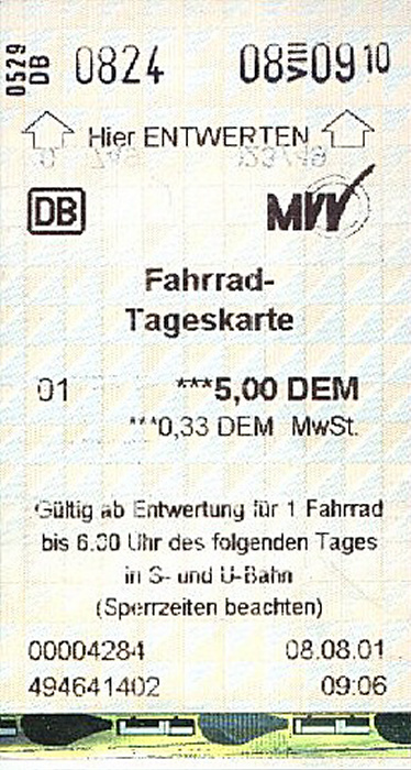 München MVV-Fahrrad-Tageskarte