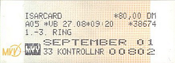 München MVV-IsarCard Monatskarte 1.-3. Ring