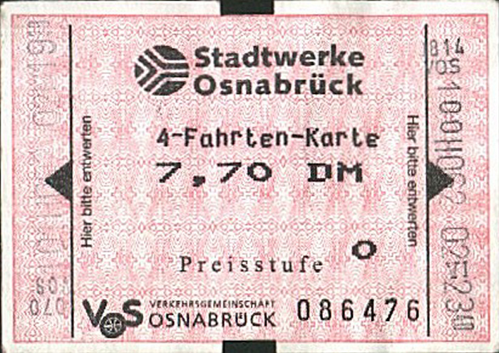 Osnabrück Viererfahrkarte