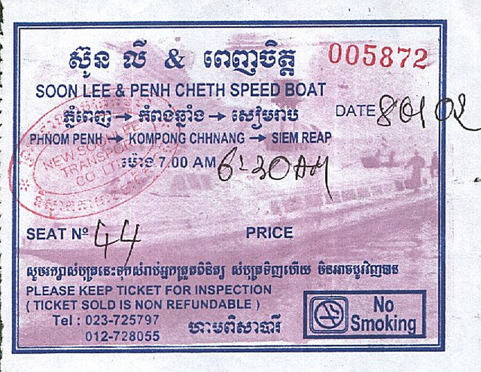 Speedbootfahrkarte Phnom Penh - Siem Reap