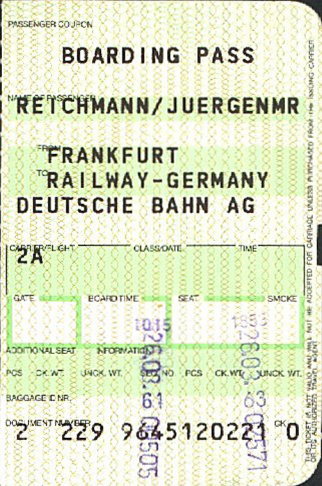 Frankfurt am Main Bahnfahrkarte Frankfurt-Flughafen - Donaueschingen