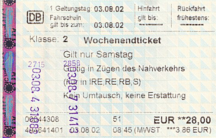 Wochenendticket München-Mühldorf-Freilassing-Salzburg, Salzburg - München