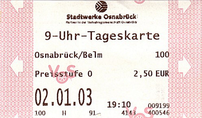 Osnabrück 9-Uhr-Tageskarte