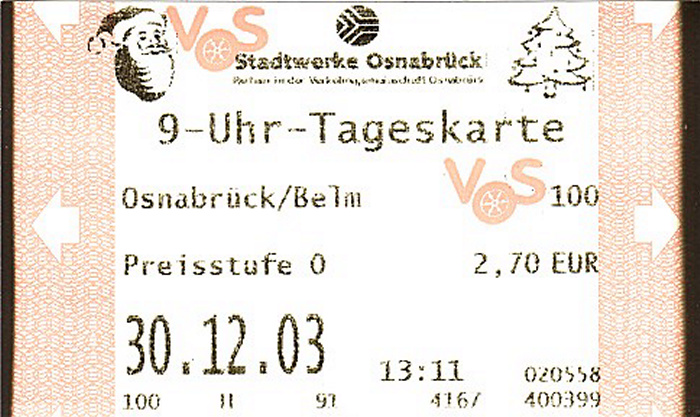 Osnabrück 9-Uhr-Tageskarte