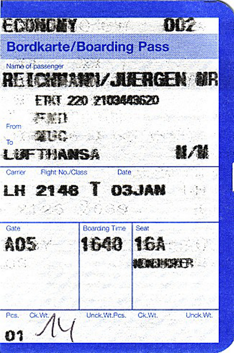 Greven Bordkarte Flug Münster/Osnabrück - München