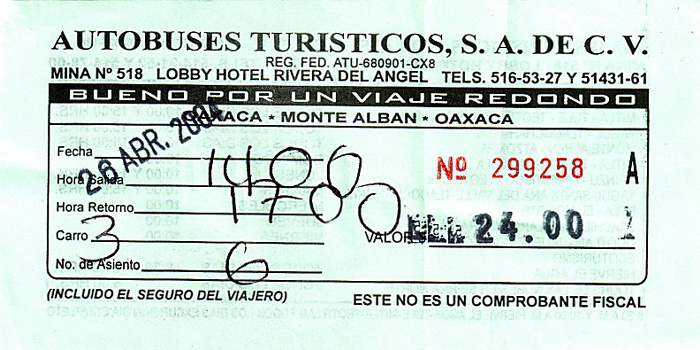 Bus Oaxaca - Monte Albán - Oaxaca